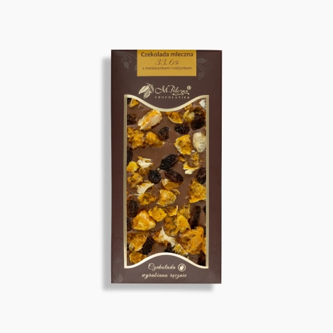 Czekolada mleczna 33,6% z mandarynkami i rodzynkami